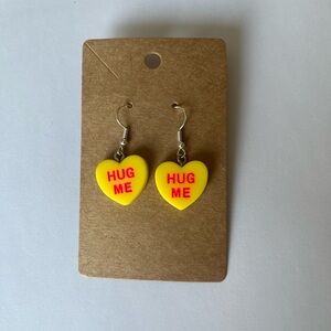 2/$15- Yellow Hug Me Valentines Earrings Handmade